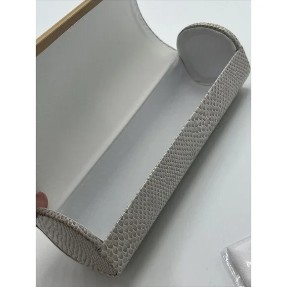Jimmy Choo Ivory Snakeskin Hardshell Sunglasses Eyeglass Medium Case with Cloth - Picture 3 of 6